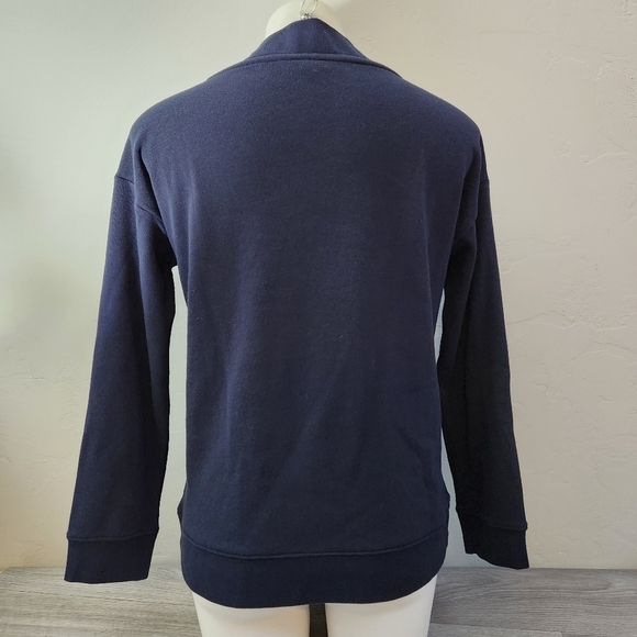 Talbots Blue Sweater Top S Engraved Snowflakes Sweater Top Moc Neck - Picture 2 of 9